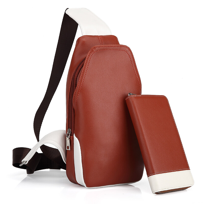 ILELIN冬季新款旅行包運動包男士健身胸包腰包休閑男包包情侶單肩包文藝斜挎包韓版 黑色套餐