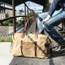 LAN藍(lán)皮具 男士大手提包 牛皮配帆布旅行包 大號復(fù)古純棉行李包_中國法律網(wǎng)推薦商城